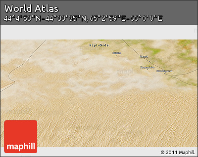 Satellite 3D Map of the Area around 44° 19' 14" N, 65° 31' 30" E