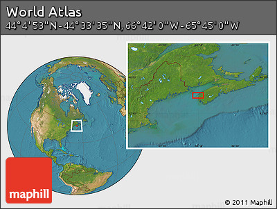 Satellite Location Map of the Area around 44° 19' 14" N, 66° 13' 29" W