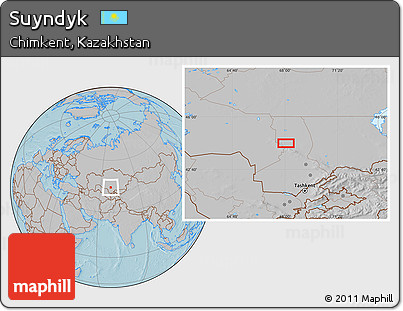 Gray Location Map of Suyndyk, hill shading