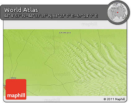 Physical 3D Map of the Area around 44° 19' 14" N, 68° 55' 30" E
