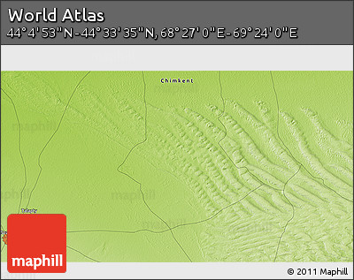 Physical 3D Map of the Area around 44° 19' 14" N, 68° 55' 30" E