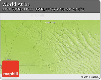 Physical 3D Map of the Area around 44° 19' 14" N, 68° 55' 30" E