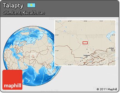 Shaded Relief Location Map of Talapty
