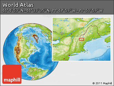 Physical Location Map of the Area around 44° 19' 14" N, 71° 19' 29" W