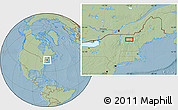 Savanna Style Location Map of the area around 44° 19' 14" N, 72° 10' 30" W, hill shading