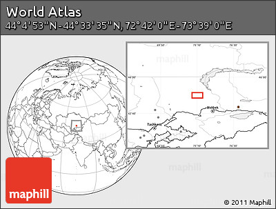 Blank Location Map of the Area around 44° 19' 14" N, 73° 10' 30" E