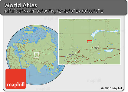 Savanna Style Location Map of the Area around 44° 19' 14" N, 73° 10' 30" E