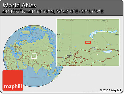 Savanna Style Location Map of the Area around 44° 19' 14" N, 73° 10' 30" E