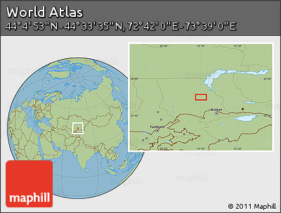 Savanna Style Location Map of the Area around 44° 19' 14" N, 73° 10' 30" E