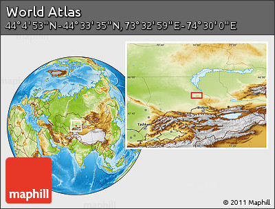 Physical Location Map of the Area around 44° 19' 14" N, 74° 1' 30" E