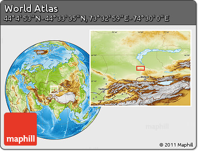 Physical Location Map of the Area around 44° 19' 14" N, 74° 1' 30" E