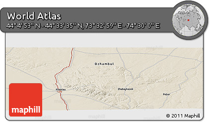 Shaded Relief Panoramic Map of the Area around 44° 19' 14" N, 74° 1' 30" E