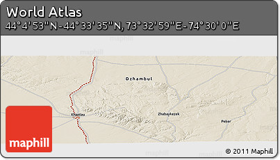Shaded Relief Panoramic Map of the Area around 44° 19' 14" N, 74° 1' 30" E