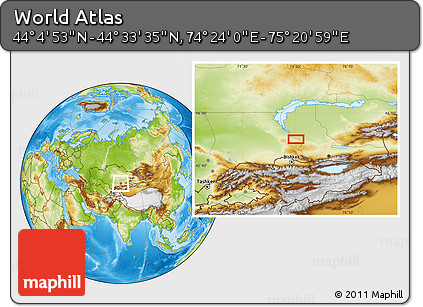 Physical Location Map of the Area around 44° 19' 14" N, 74° 52' 30" E
