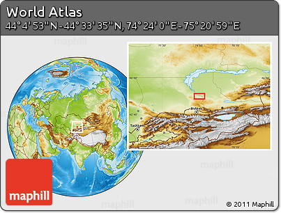 Physical Location Map of the Area around 44° 19' 14" N, 74° 52' 30" E