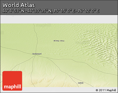 Physical 3D Map of the Area around 44° 19' 14" N, 75° 43' 29" E