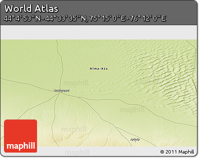 Physical 3D Map of the Area around 44° 19' 14" N, 75° 43' 29" E