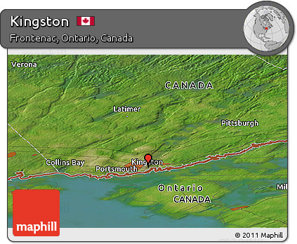 Satellite Panoramic Map of Kingston