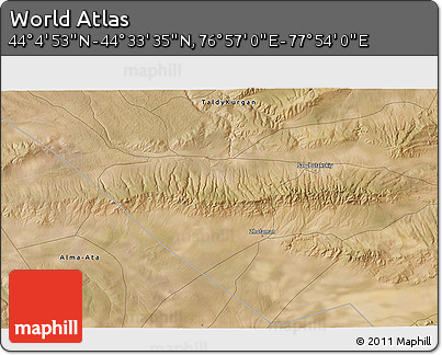 Satellite 3D Map of the Area around 44° 19' 14" N, 77° 25' 30" E