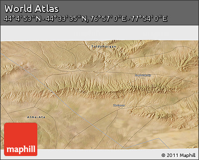 Satellite 3D Map of the Area around 44° 19' 14" N, 77° 25' 30" E