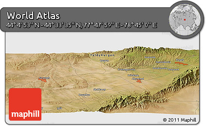 Satellite Panoramic Map of the Area around 44° 19' 14" N, 78° 16' 30" E