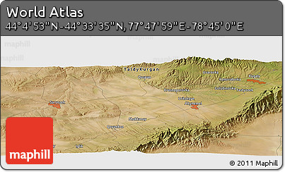 Satellite Panoramic Map of the Area around 44° 19' 14" N, 78° 16' 30" E