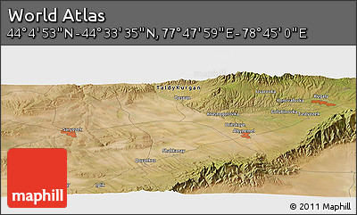 Satellite Panoramic Map of the Area around 44° 19' 14" N, 78° 16' 30" E