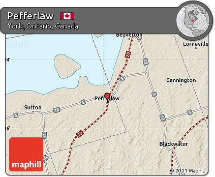 Shaded Relief Map of Pefferlaw
