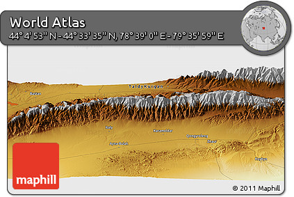 Physical Panoramic Map of the Area around 44° 19' 14" N, 79° 7' 30" E