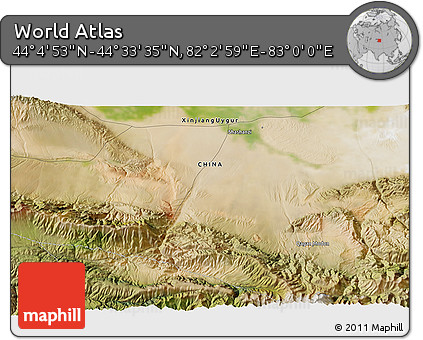 Satellite 3D Map of the Area around 44° 19' 14" N, 82° 31' 30" E