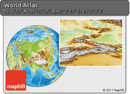 Physical Location Map of the Area around 44° 19' 14" N, 82° 31' 30" E