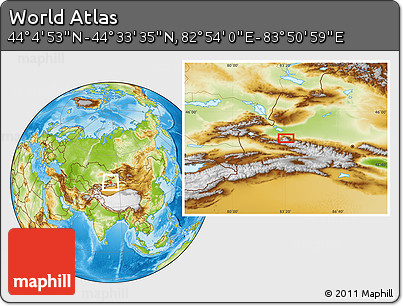 Physical Location Map of the Area around 44° 19' 14" N, 83° 22' 30" E