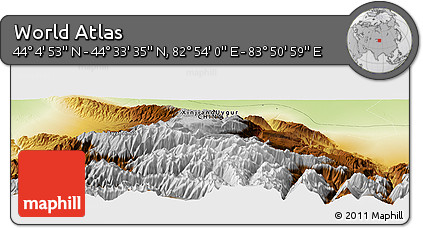 Physical Panoramic Map of the Area around 44° 19' 14" N, 83° 22' 30" E