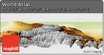 Physical Panoramic Map of the Area around 44° 19' 14" N, 83° 22' 30" E
