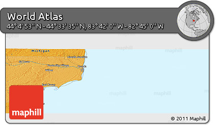 Political Panoramic Map of the Area around 44° 19' 14" N, 83° 13' 29" W
