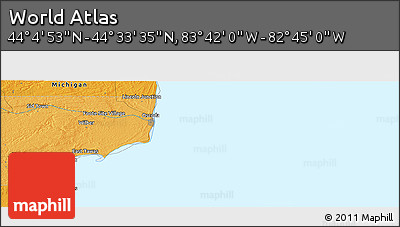 Political Panoramic Map of the Area around 44° 19' 14" N, 83° 13' 29" W