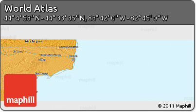 Political Panoramic Map of the Area around 44° 19' 14" N, 83° 13' 29" W