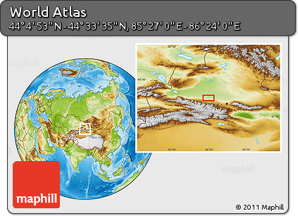 Physical Location Map of the Area around 44° 19' 14" N, 85° 55' 30" E