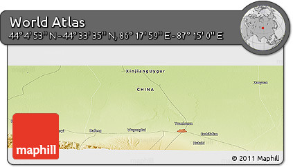 Physical Panoramic Map of the Area around 44° 19' 14" N, 86° 46' 30" E