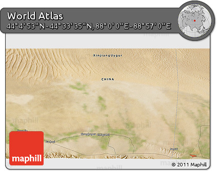 Satellite 3D Map of the Area around 44° 19' 14" N, 88° 28' 29" E