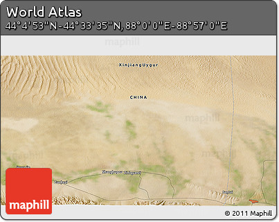 Satellite 3D Map of the Area around 44° 19' 14" N, 88° 28' 29" E