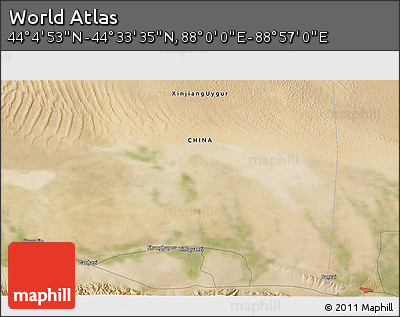 Satellite 3D Map of the Area around 44° 19' 14" N, 88° 28' 29" E