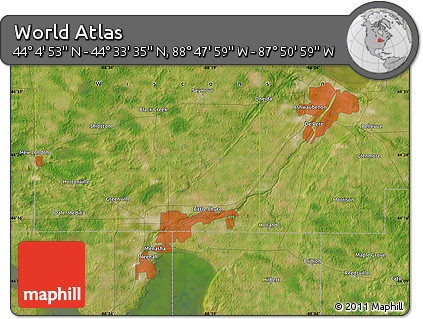 Satellite Map of the Area around 44° 19' 14" N, 88° 19' 29" W