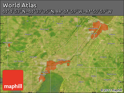 Satellite Map of the Area around 44° 19' 14" N, 88° 19' 29" W