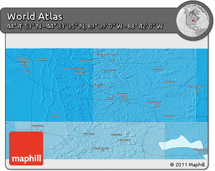 Political 3D Map of the Area around 44° 19' 14" N, 89° 10' 30" W