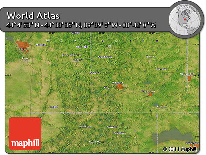 Satellite Map of the Area around 44° 19' 14" N, 89° 10' 30" W