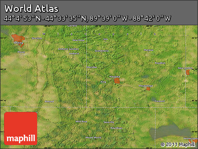 Satellite Map of the Area around 44° 19' 14" N, 89° 10' 30" W