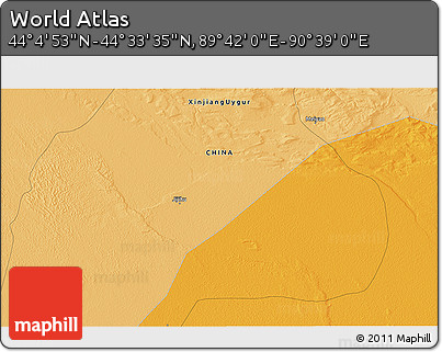 Political 3D Map of the Area around 44° 19' 14" N, 90° 10' 30" E