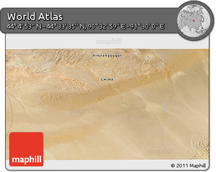 Satellite 3D Map of the Area around 44° 19' 14" N, 91° 1' 30" E