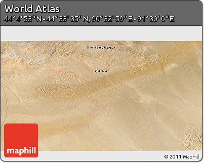 Satellite 3D Map of the Area around 44° 19' 14" N, 91° 1' 30" E
